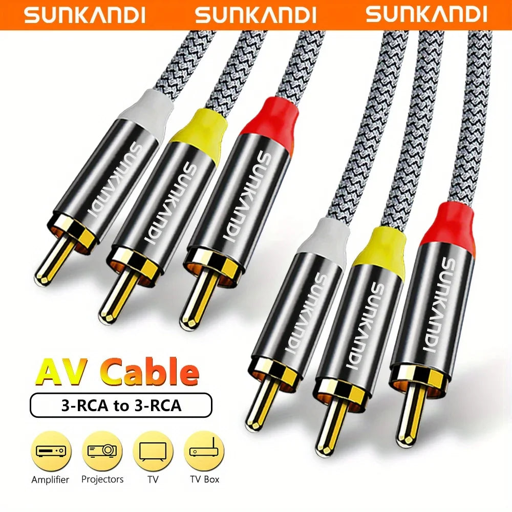 3 RCA Male-to-Male Composite AV Cable