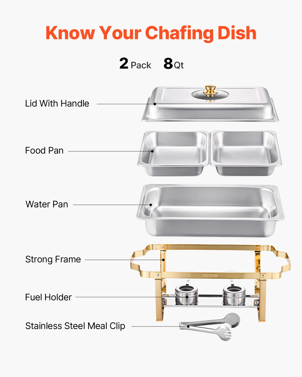 Stainless Steel Chafing Dish Buffet Set with Half-Size Pans