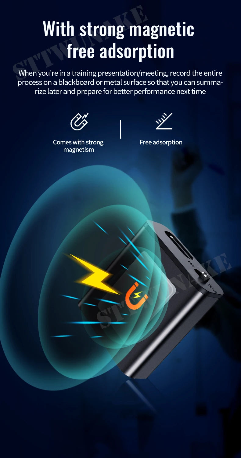 Mini Voice Activated Recorder Only 0.25cm Built-in Magnet Small Digital Audio Recording Sound Device Micro Dictaphone STTWUNAKE 