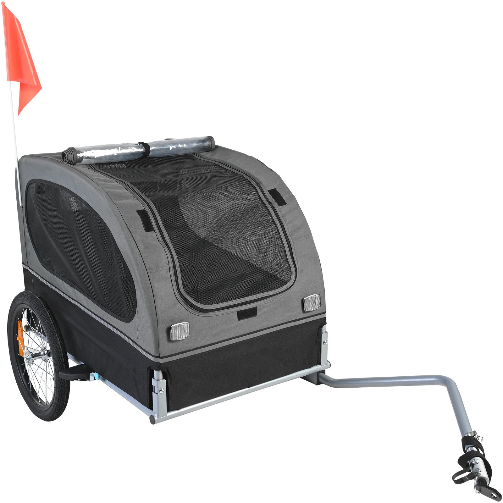 Remolque para perro SucceBuy de 88 lb, carrito de bicicleta para mascotas con ruedas, acoplador, reflectores, bandera, plegable para guardar para perros