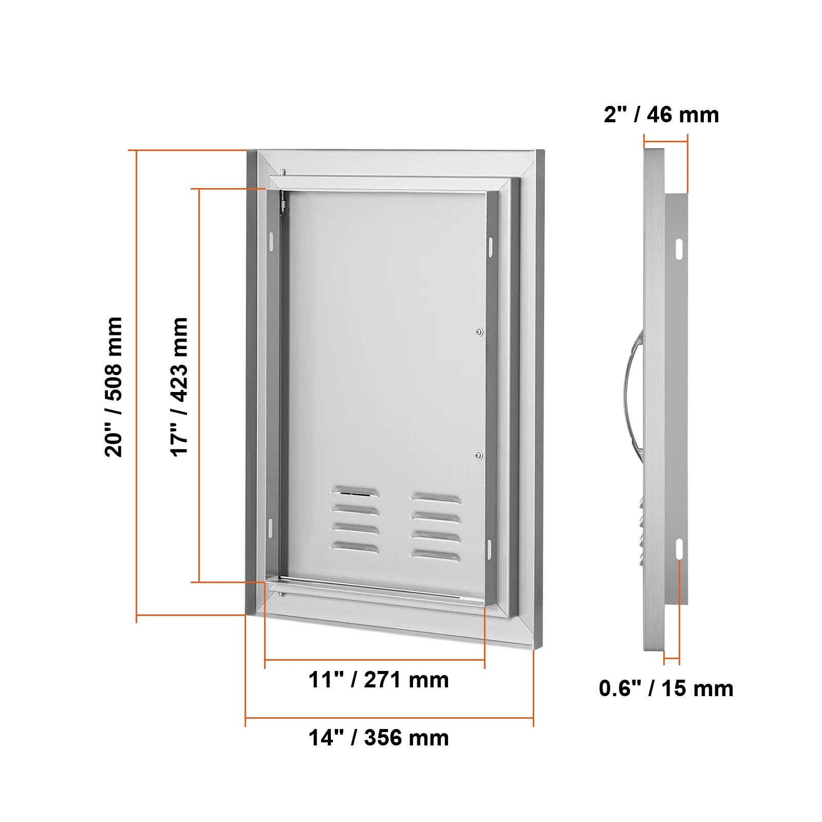 Stainless Steel BBQ Access Door Flush Mount with Reversible Design