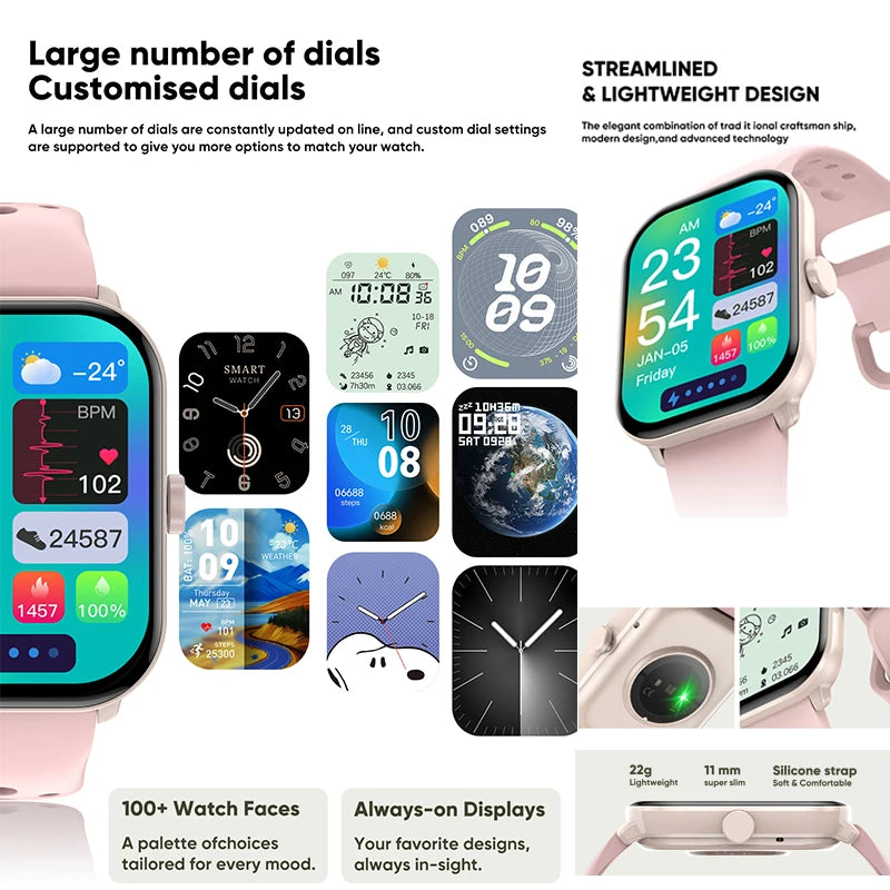 Ceas inteligent cu apelare Bluetooth de 2,01 inch pentru Android și iOS