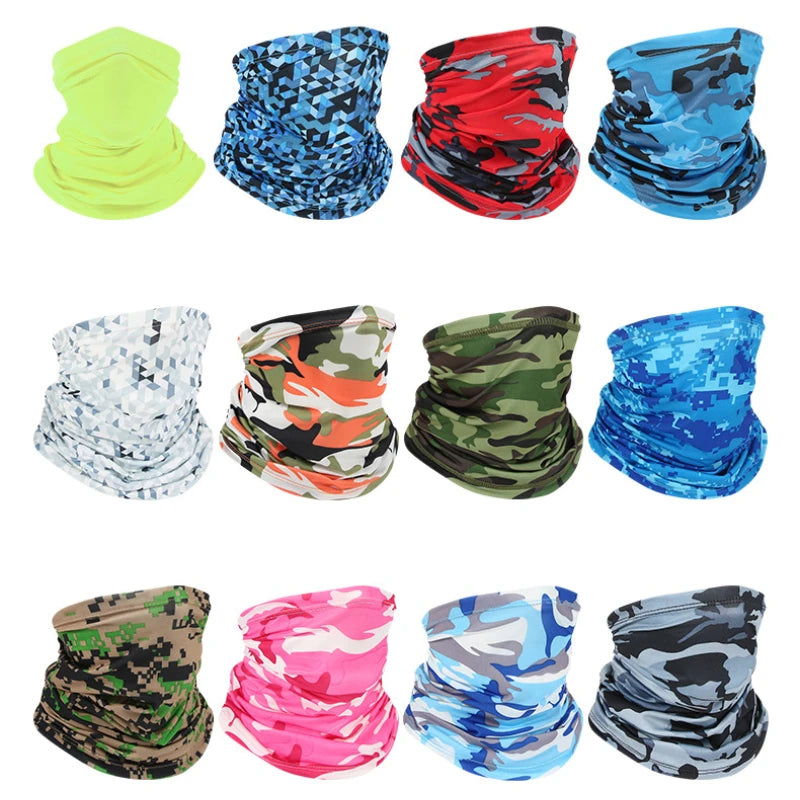 Bavoir de protection solaire en soie glacée extérieure Printemps et été Cache-cou de moto Bandana magique de sport Masque de conduite visage complet