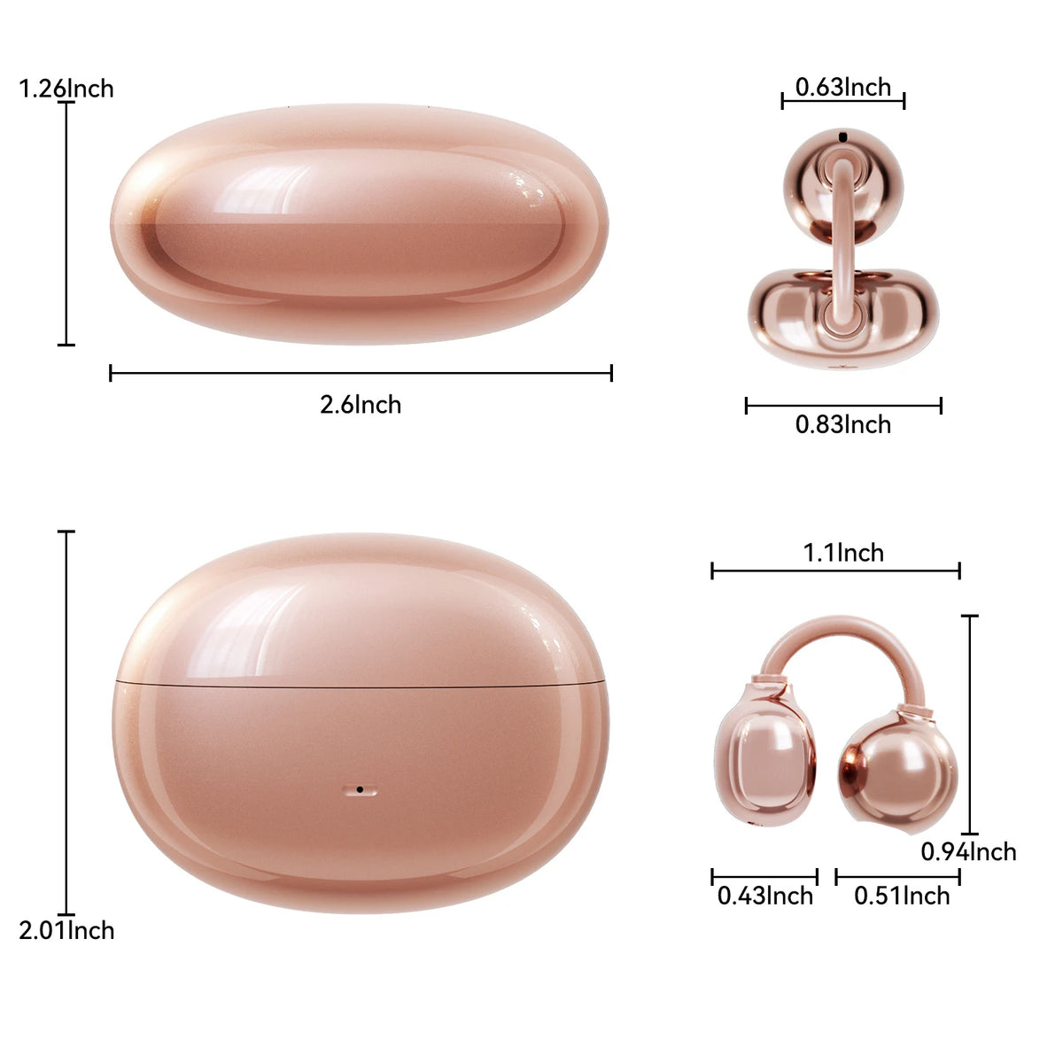Open Ear Clip Wireless Bluetooth Earbuds with Mic