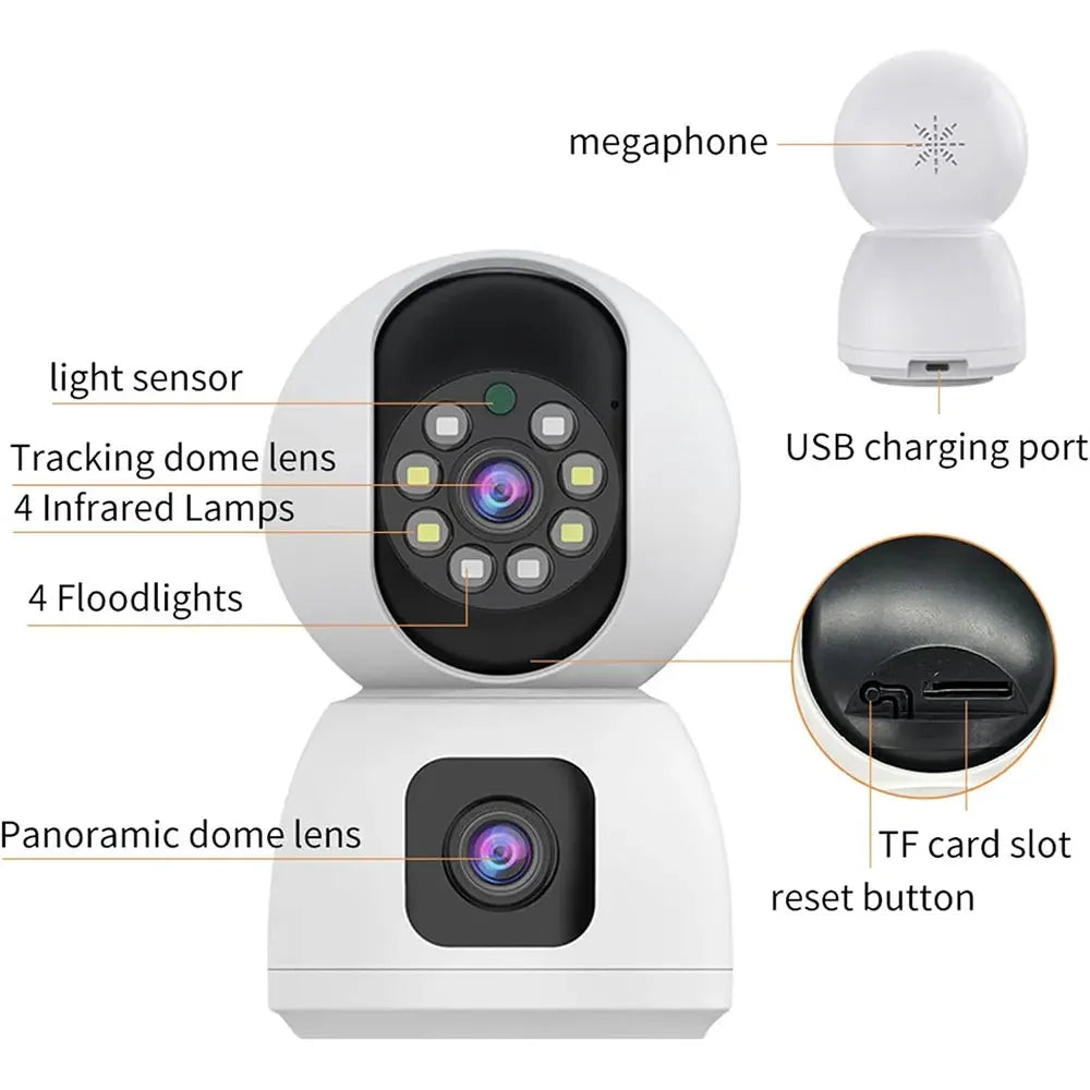 4K 8MP Dual-Lens PTZ Security Camera with Dual-Screen, AI Auto Tracking, Color Night Vision