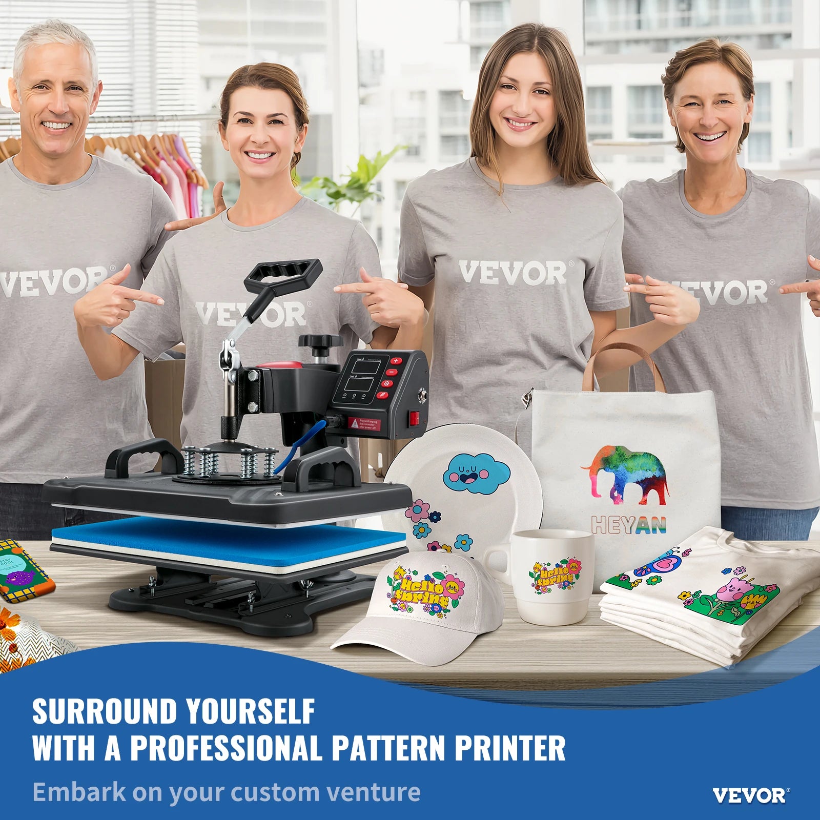 5-in-1 Heat Press Machine 12x15" Clamshell Digital Control