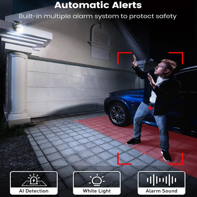 3MP Solar Wireless PTZ Security Camera with 5000mAh Battery