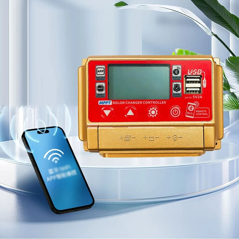 30A 40A 50A 60A MPPT Solar Panel Charge Controller 12V/24V LCD Digital Display Screen bluetooth Wifi Solar Controller Dual USB 