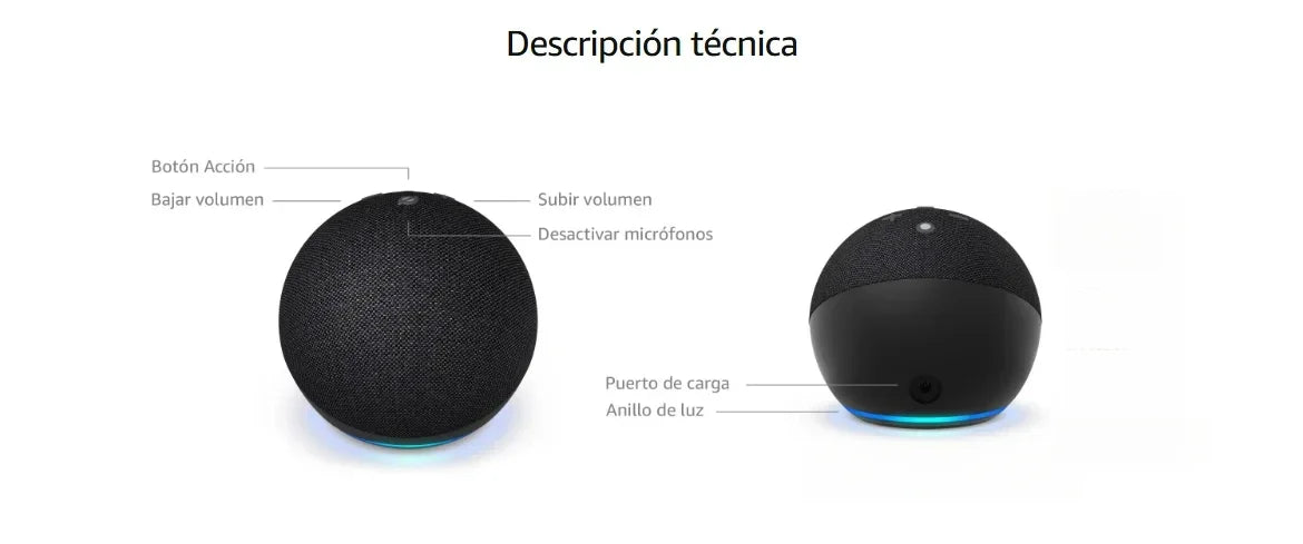 Coluna inteligente Wi-Fi compacta com botão de desligar o microfone