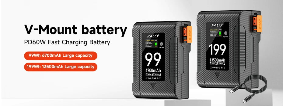 V Mount V-Lock BP185 95 V-Mount Battery BP 222 Battery with PD20W Cable for Sony Camcorder Broadcast Video Light Blackmagic URSA
