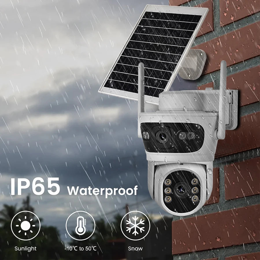 6MP Solar WiFi Security Camera Outdoor Dual Lens PTZ 360° View
