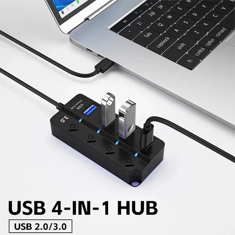 USB Hub with Individual Switches, 4 or 7 Ports