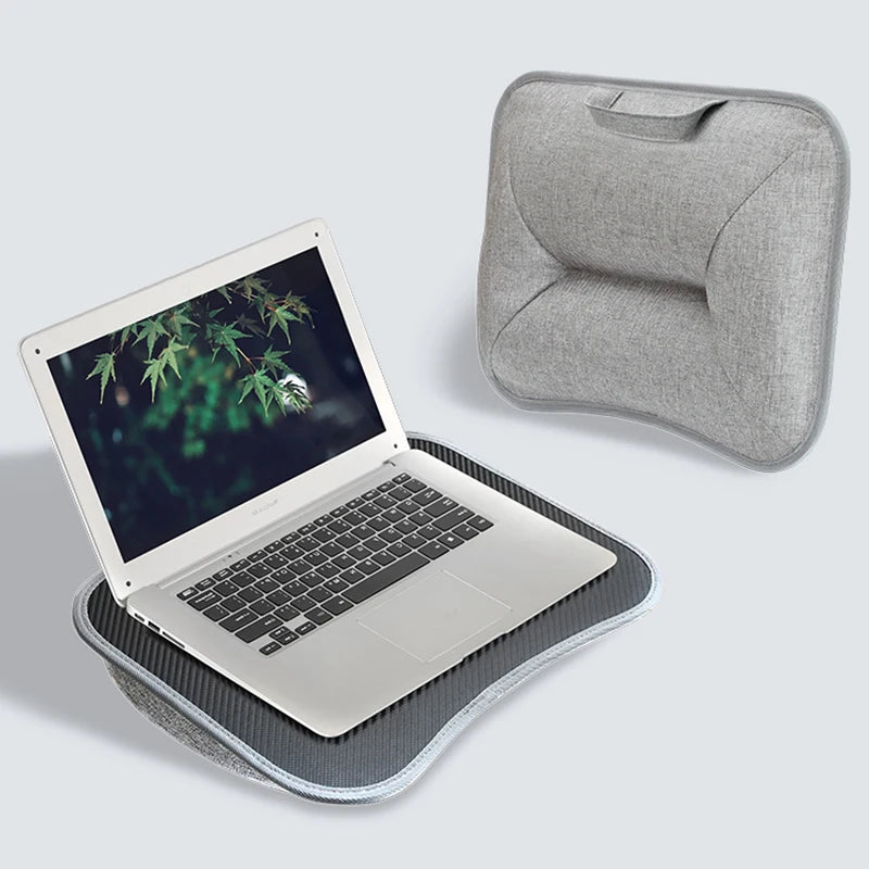 Cushioned Laptop Lap Desk with Wood Surface & Built-In Mouse Pad