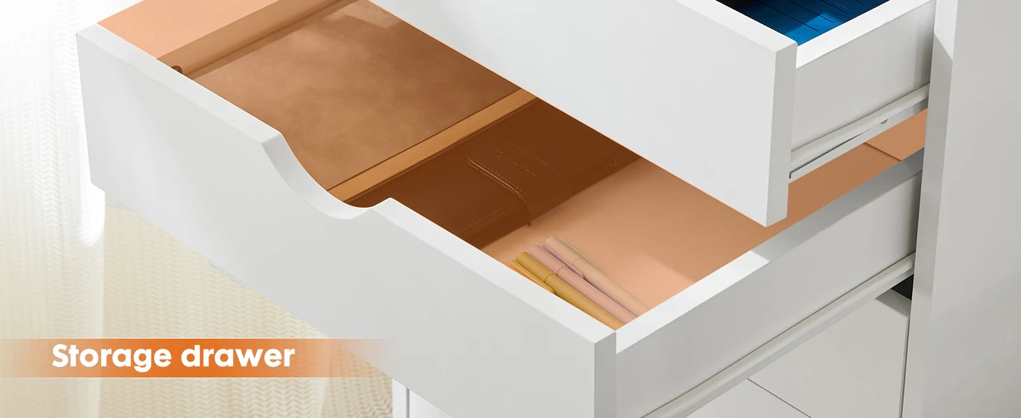 7 Drawer Rolling Storage Cabinet with Wheels Wooden Chest Organizer