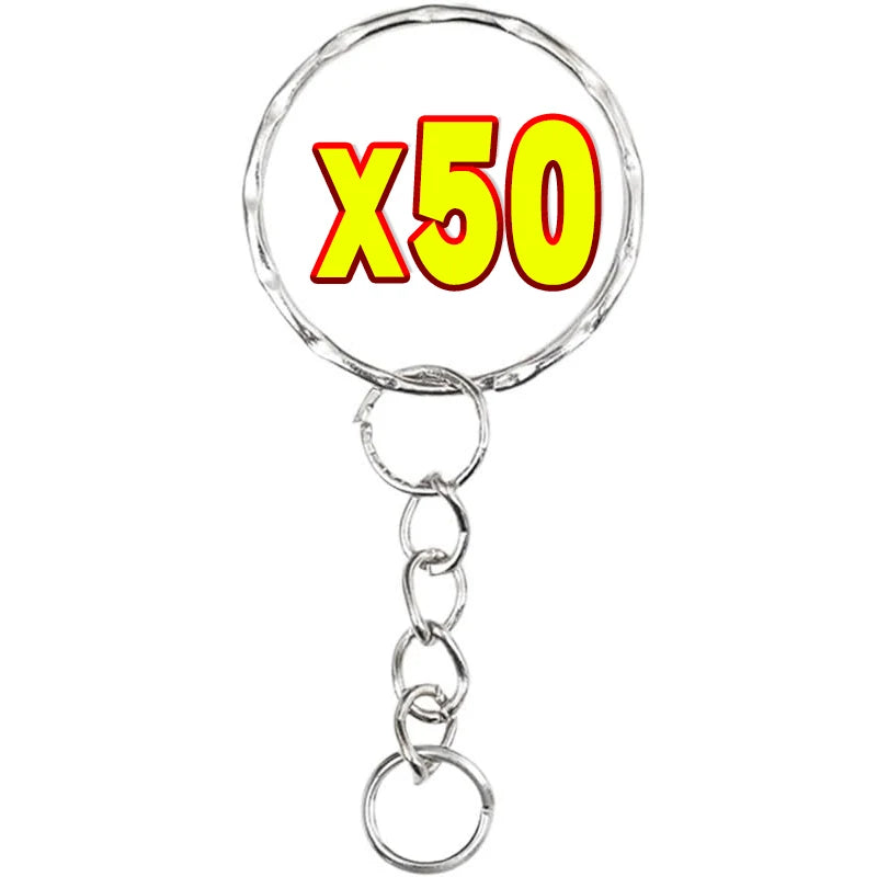 50/200Pcs Stainless Steel Metal Blank Keyring DIY Jewelry Accessories Metal Keychain Ring Hang Chain Car Doll Pendant Hang Chains