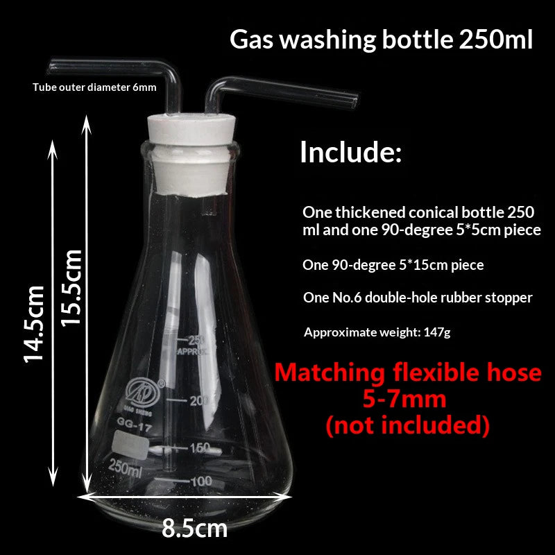 Conical Glass Gas Washing Bottle