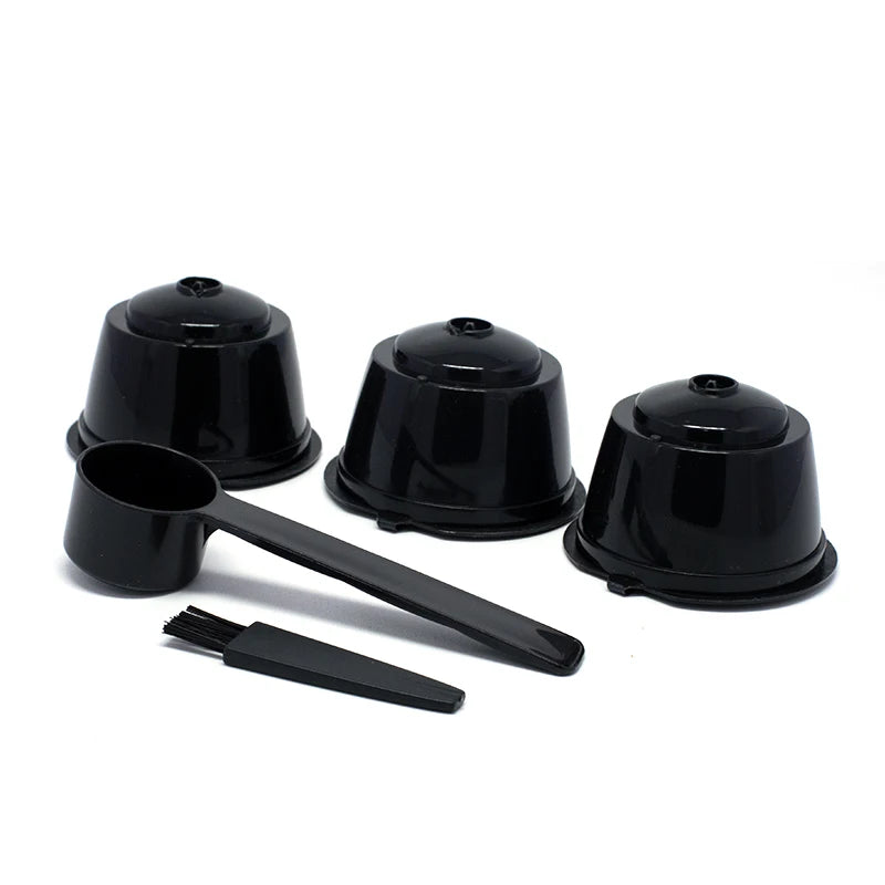 3Pcs Fit For Dolce Gusto Coffee Filter Cup Reusable Coffee Capsule Filters With Spoon Brush 