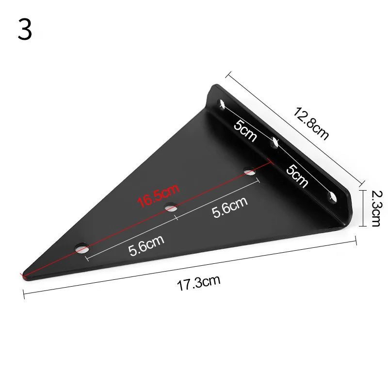 Concealed Shelf Bracket, Black, Size Options
