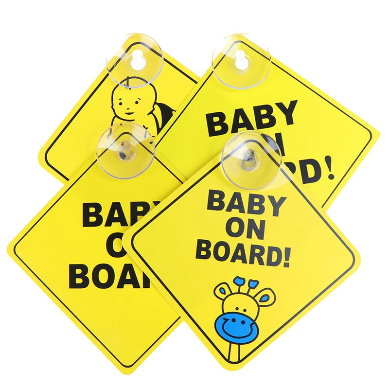 Baby On Board Safety Car Window Sesalna skodelica Rumeni opozorilni znak Dodatek Dodatek za vožnjo Nalepka za avto