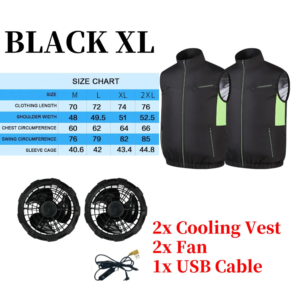Cooling Vest Ice Fan Vest Heat Resistant for Summer Camping Fishing Hot Weather Work Fishing Vest Hiking Air-conditioned Clothes 