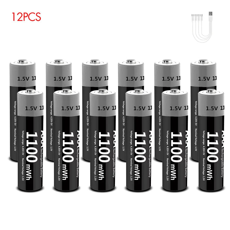 MATOV Li-ion AAA and AA Rechargeable Batteries USB Lithium-ion 3400mWh 1.5V AA Rechargeable Batteries+1100mWh 1.5V AAA Battery 