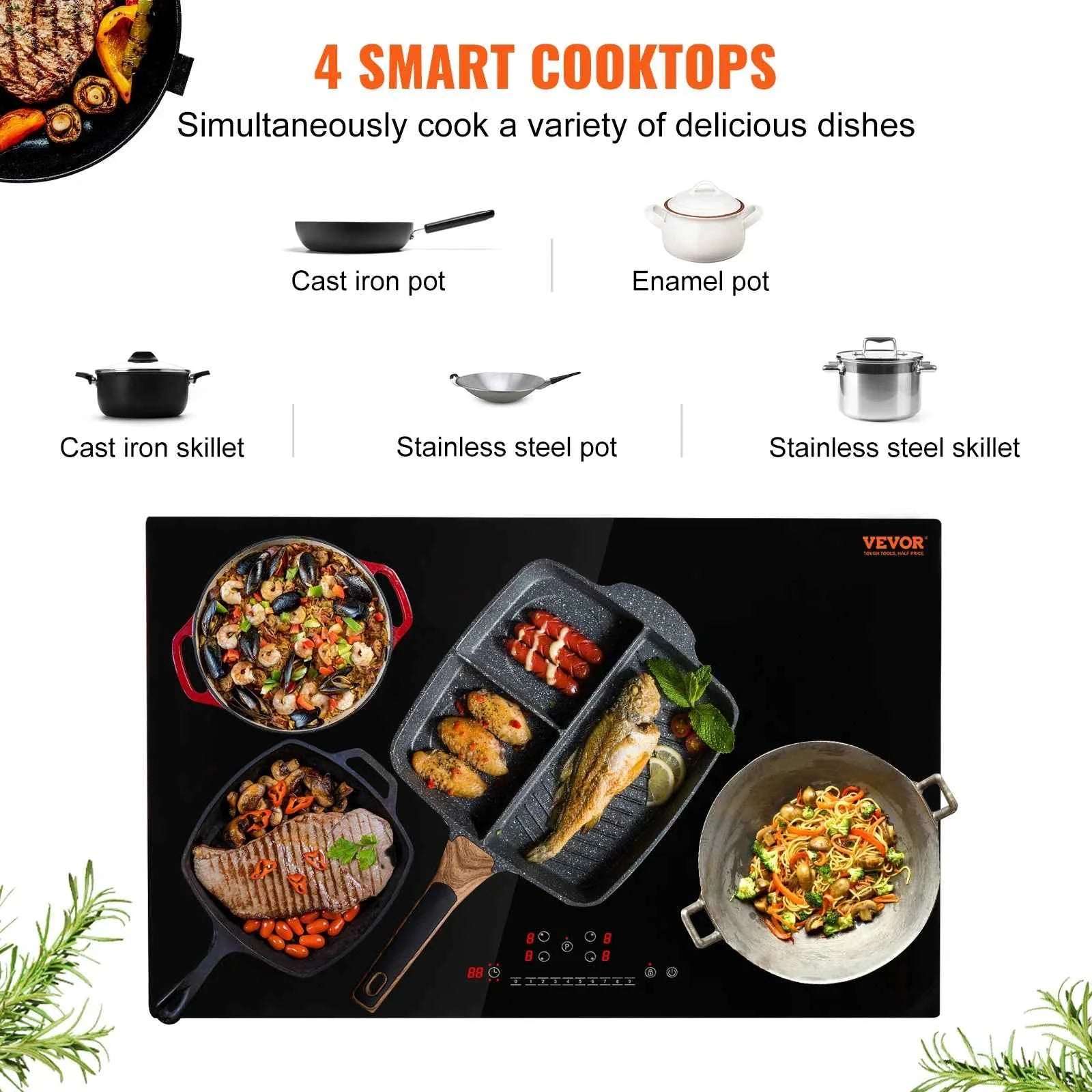 30-Inch Built-In 4-Burner Induction Cooktop with Touch Control