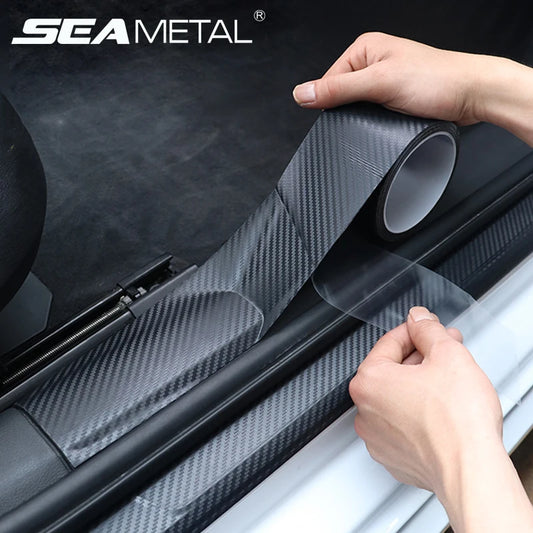 SEAMETAL Carbon Fiber Sticker Car Door Sill Protector Film Auto Door Sill Edge Side Mirror Anti Scratch Tape Waterproof Stickers