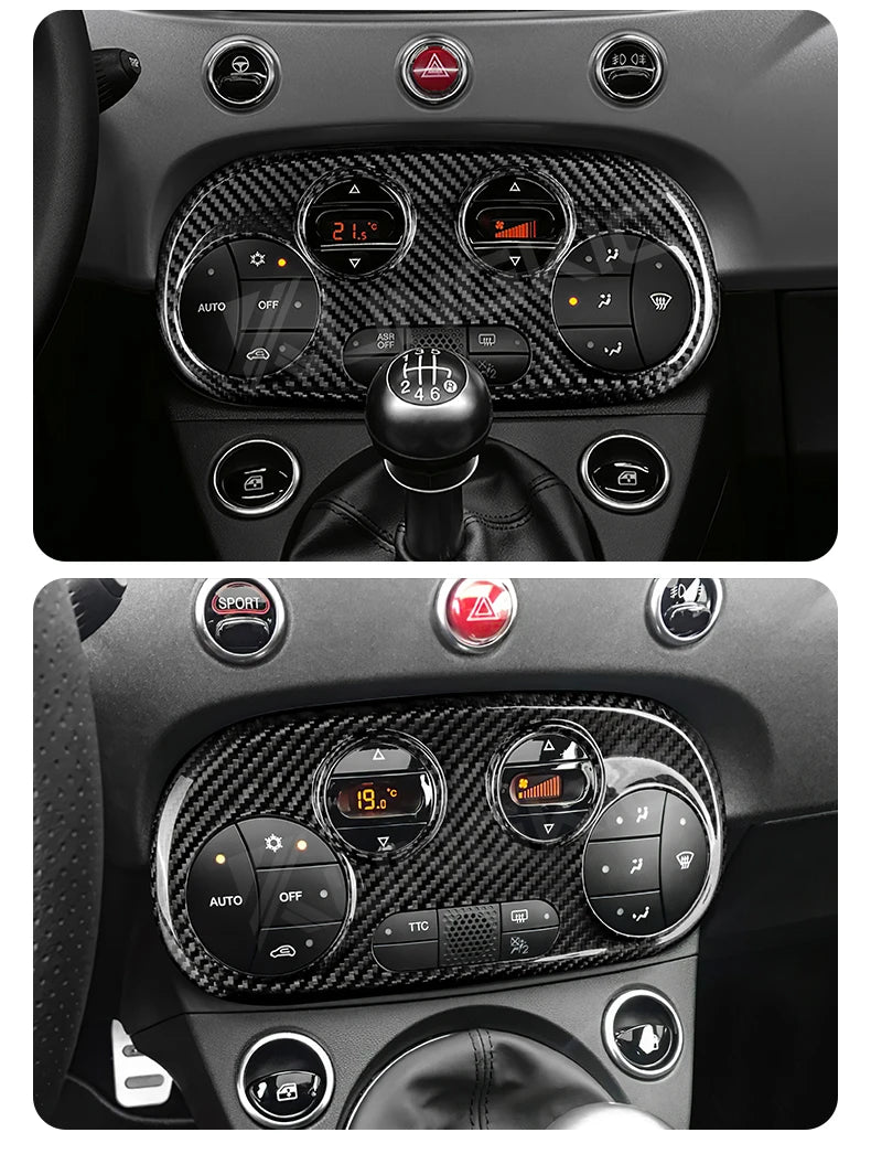 Real Carbon Fiber AC Climate Trim for Fiat 500 and Abarth 595