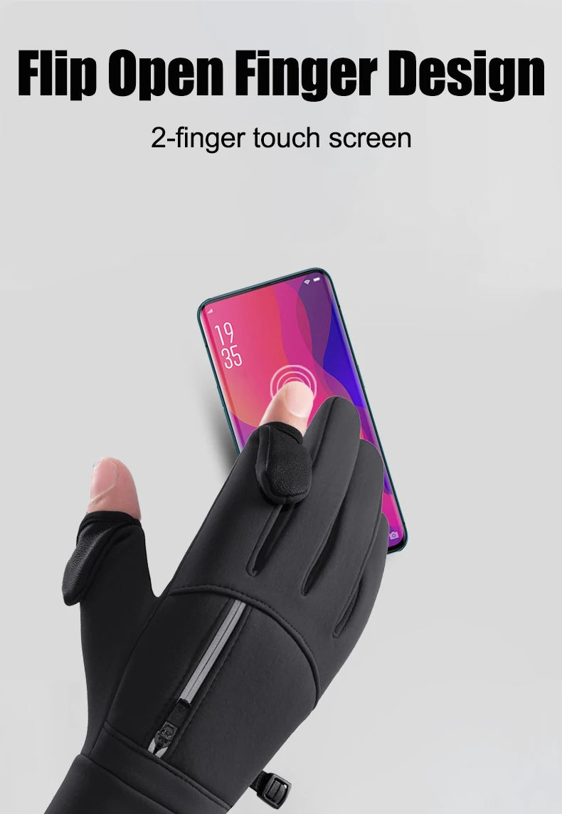 Winter Warm Touch Screen Gloves Outdoor Windproof Waterproof Cold-proof Gloves Men Driving Cycling Fishing Ski Gloves 