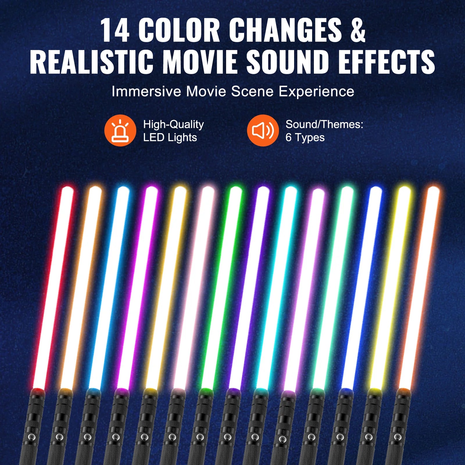 RGB Lightsaber with Sound Effects & Metal Handle Rechargeable