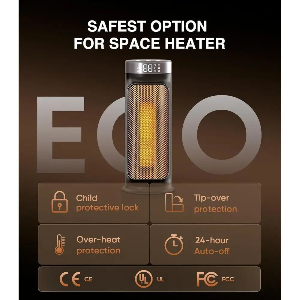 1500W Smart Space Heater with WiFi, App Control & 24H Timer