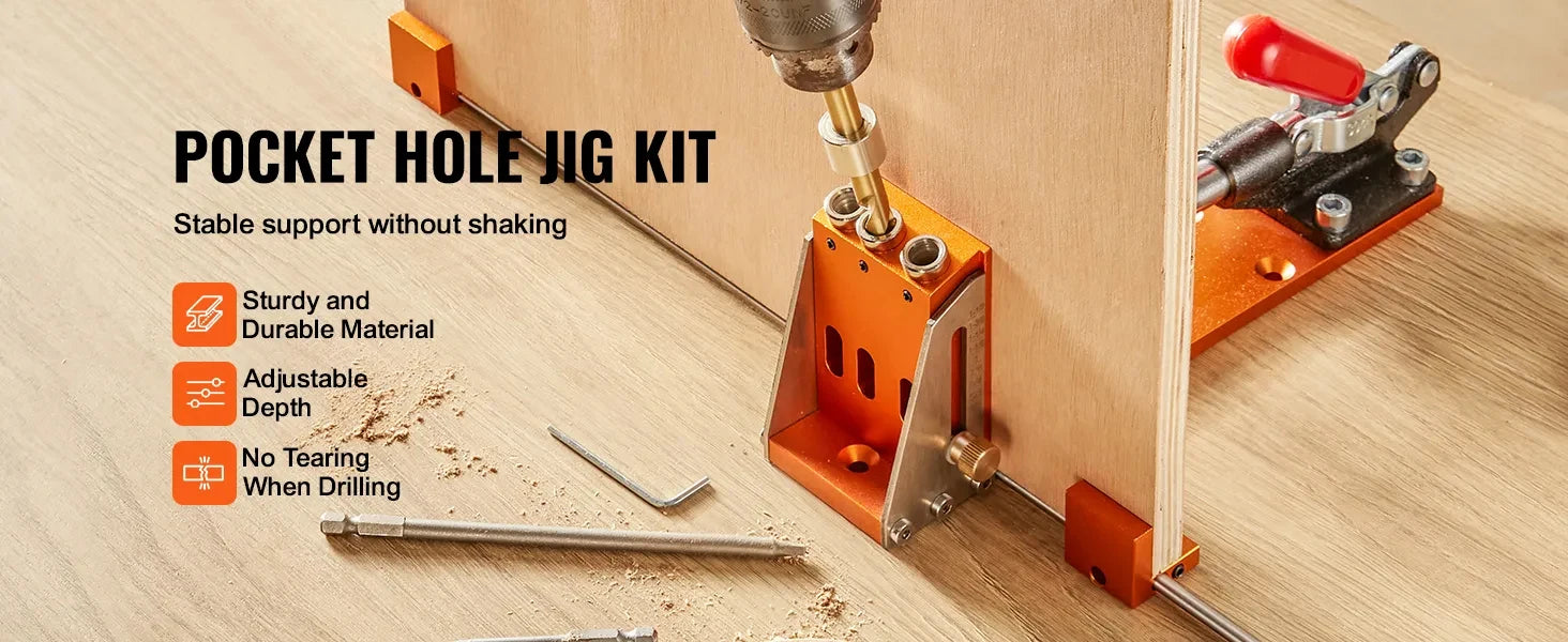 34-Piece Pocket Hole Jig Kit with C-Clamp and Drill Accessories