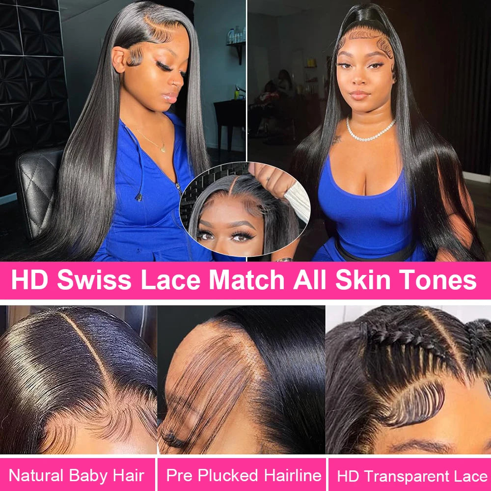 250% Density Brazilian Bone Straight Glueless HD Lace Wig