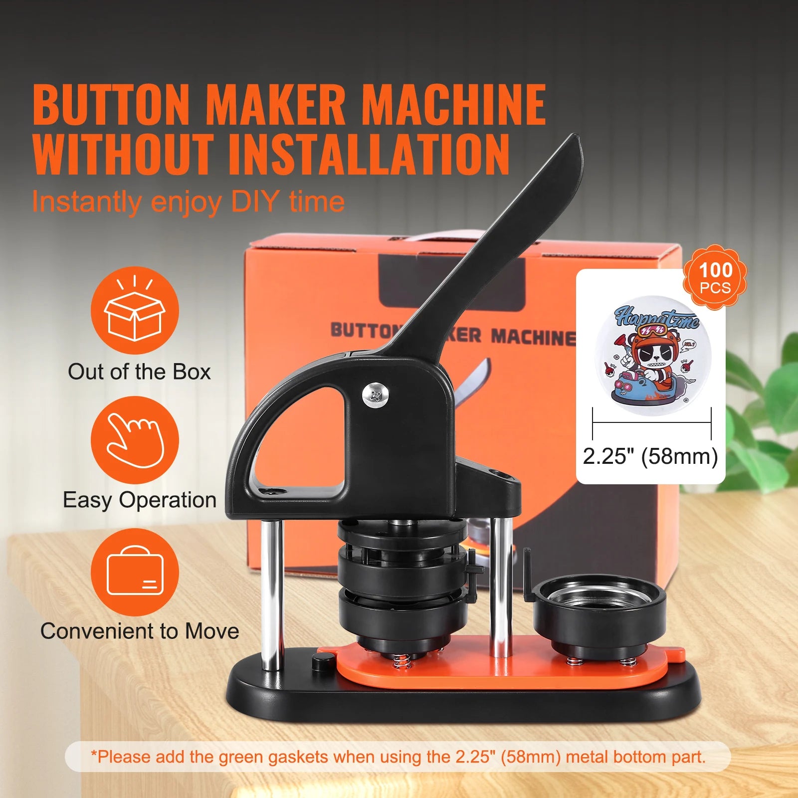 Button Maker Machine Kit with 25/32/58mm Molds & Accessories