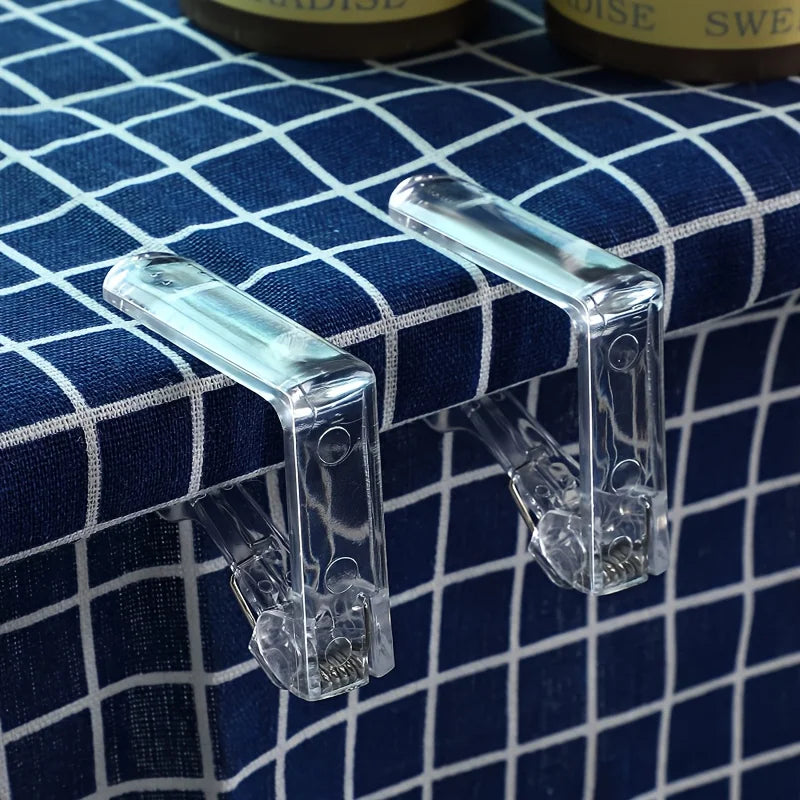 5 Clear Tablecloth Clips with Spring Clamp Grip