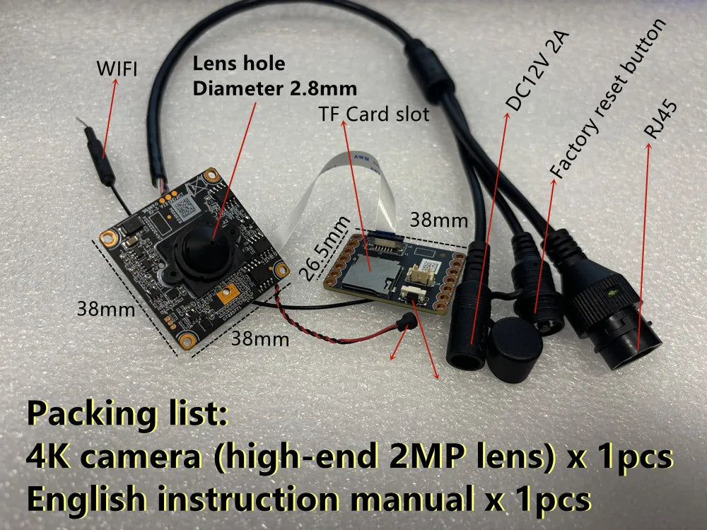 IMX415 4K WiFi IP Camera Module 8MP Starlight Mini Lens