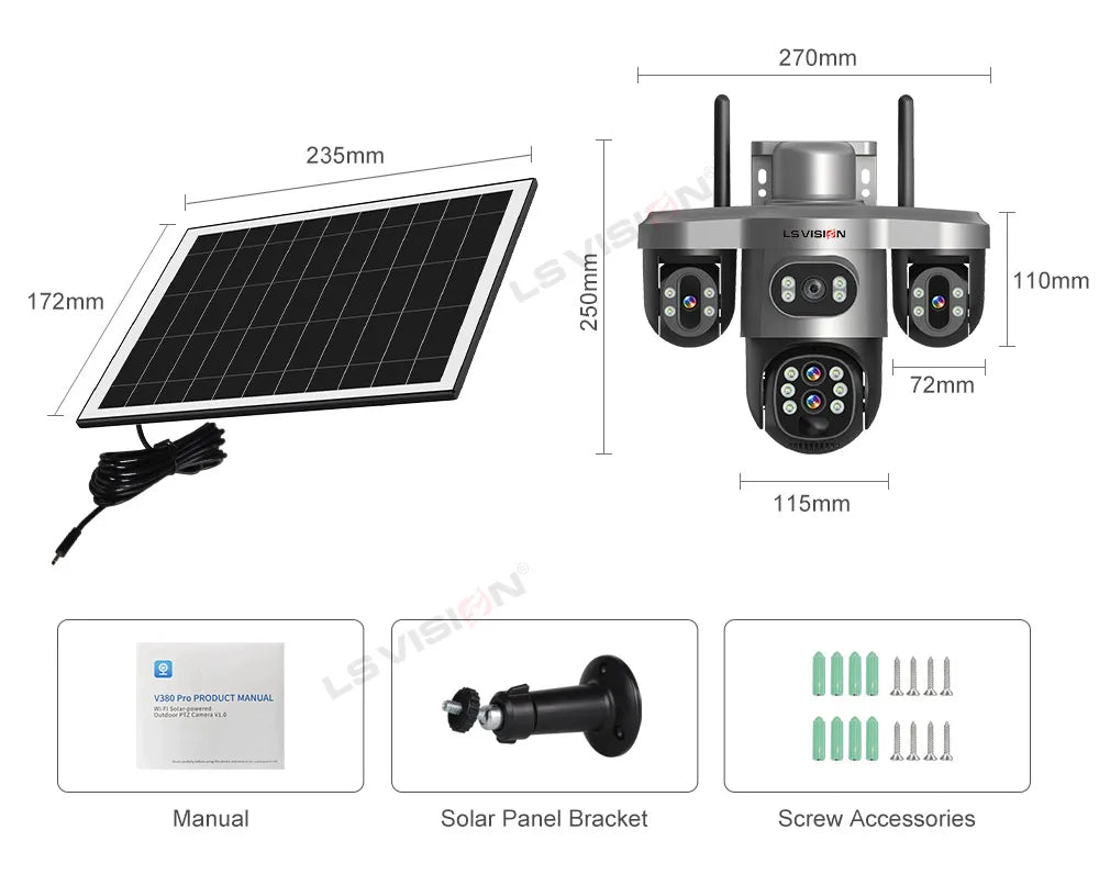 Solar Security Camera 20MP 10X Optical Zoom PTZ IP66