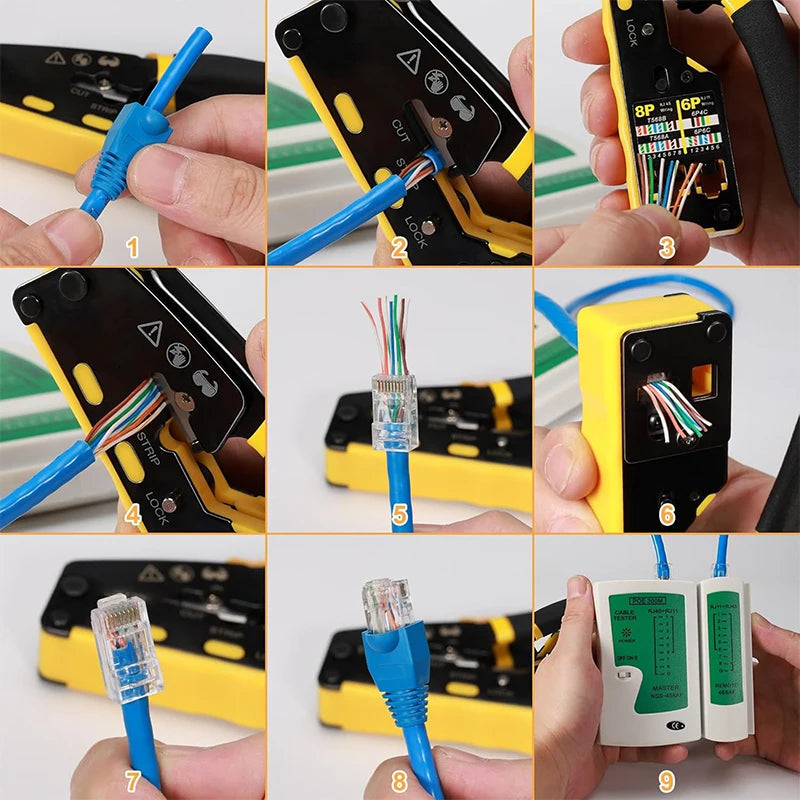 Pass-Through RJ45 Crimping Tool and Kit