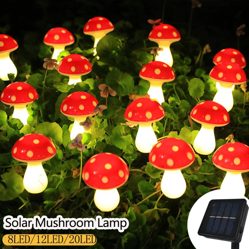 8/12/20 LED solárne záhradné svetlá do zeme, roztomilá červená hríbiková lampa na trávnik, svadobná, sviatočná, vianočná vonkajšia záhradná dekorácia