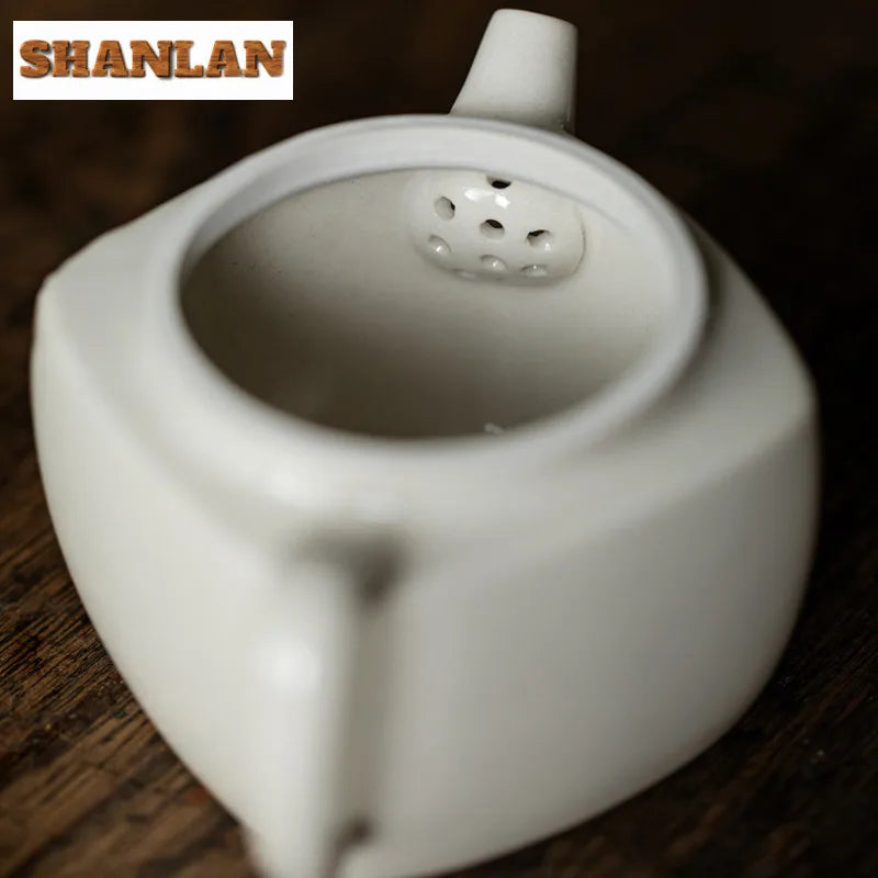 Small Square Glazed Ceramic Teapot, Approx. 90ml