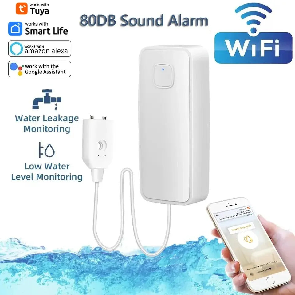 Tuya Smart Flood Leakage Sensor Remote Monitor WiFi Water Overflow Level Detector Water Leak Sensor Security Sound Alarm System 