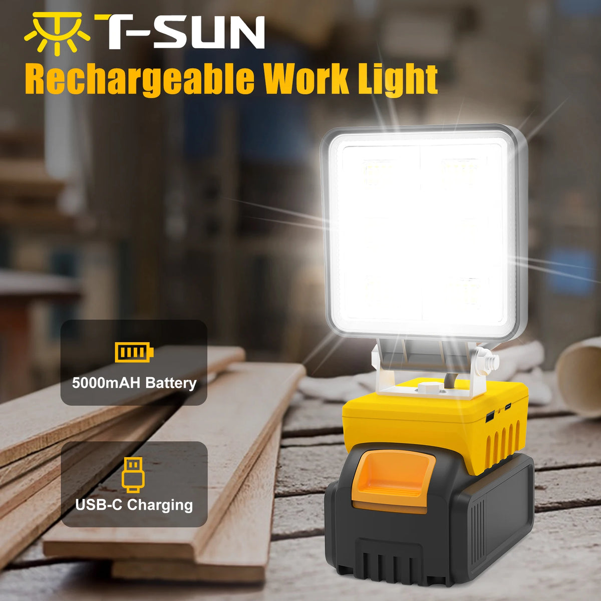 Luz de trabajo LED inalámbrica de 48 W - Batería no incluida
