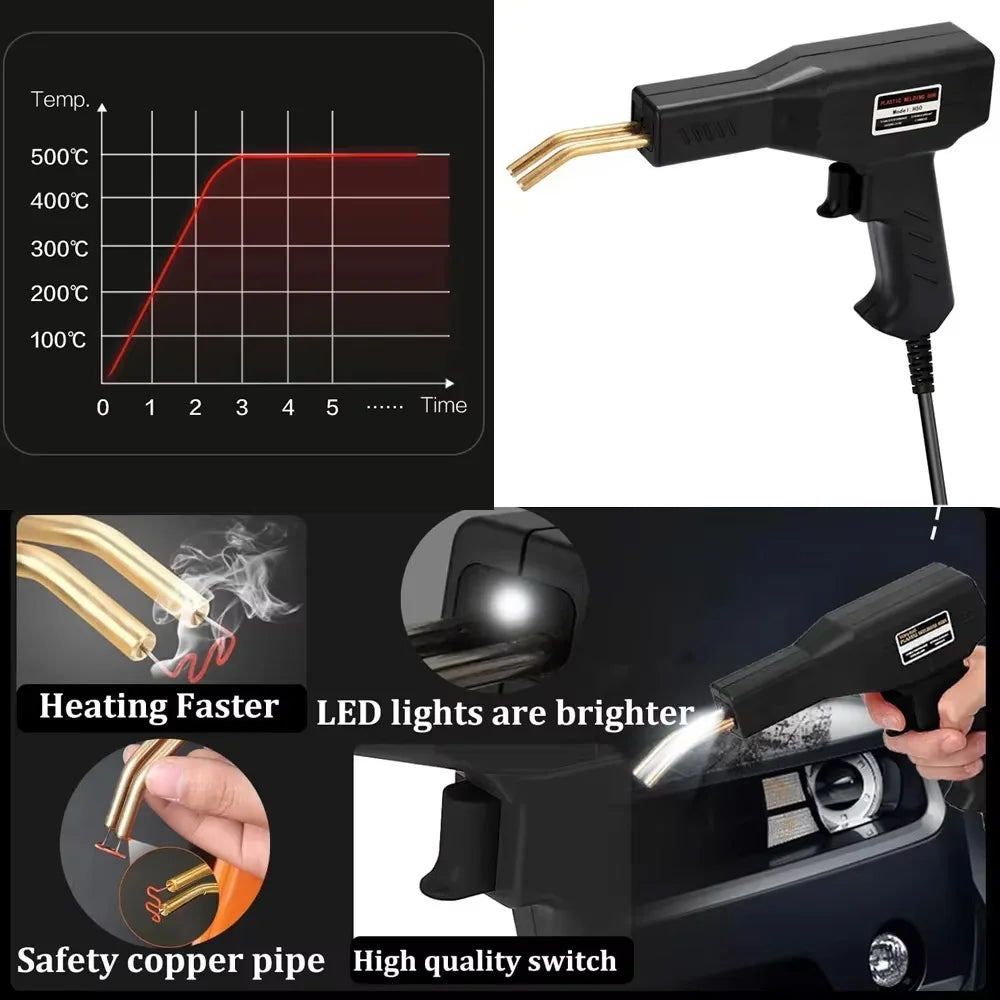 Plastic Welder Gun Welding Machine with Soldering Iron for PVC/Plastic Staple Repair, Car Bumper Repair Tools 