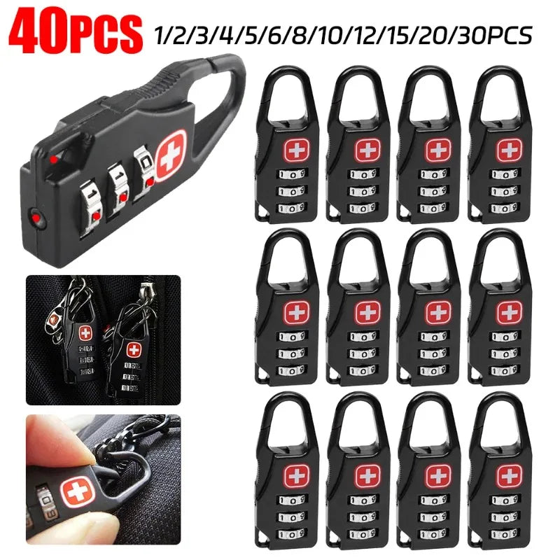 Pack de 2 mini cadeados de combinação com três dígitos