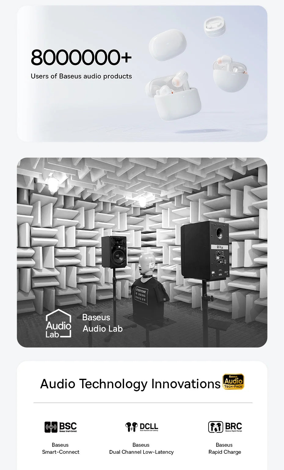 Baseus EP10 Pro ANC draadloze oordopjes met LDAC en 55 uur batterijduur
