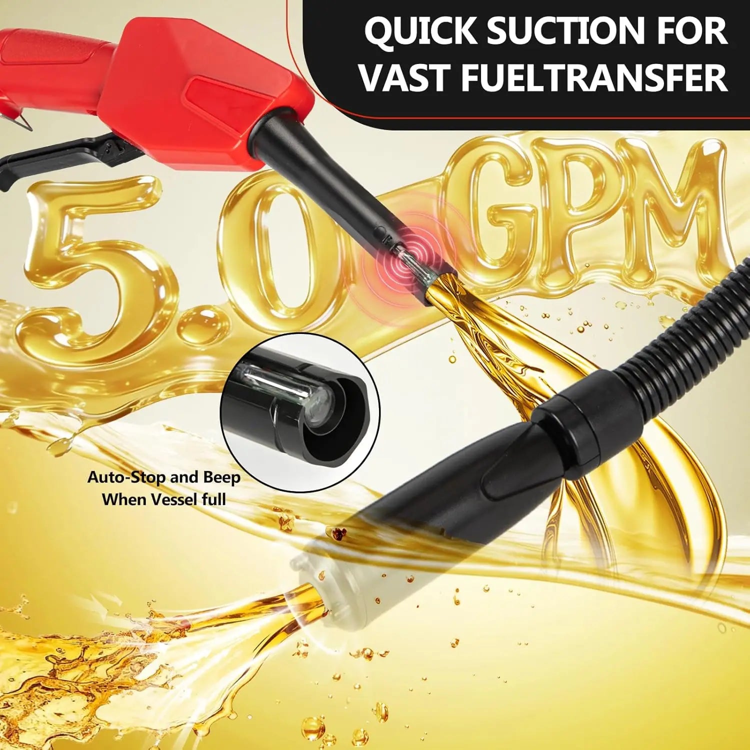 Cordless Fuel Transfer Pump 5GPM with Auto-Stop and 51" Hose
