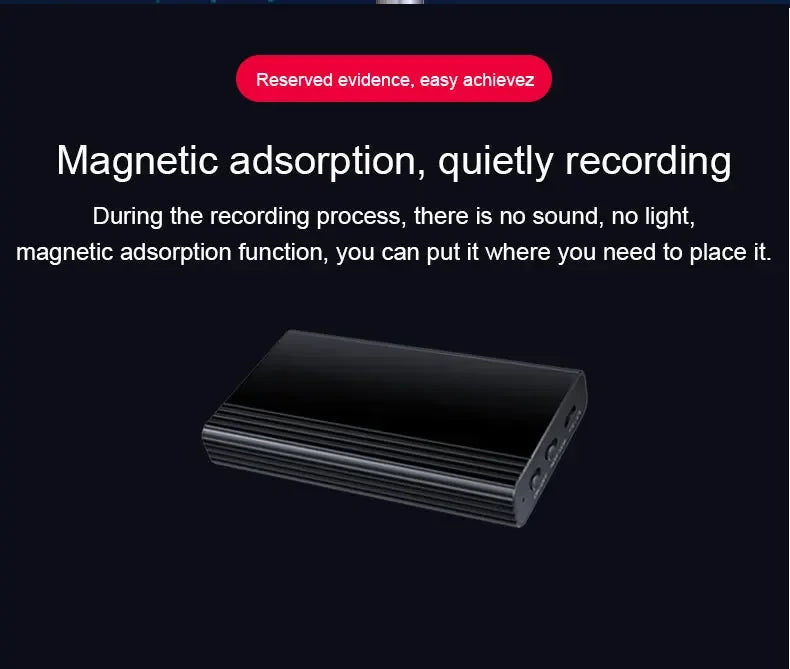 Mini Voice Activated Recorder with 500H Standby & Magnetic Mount