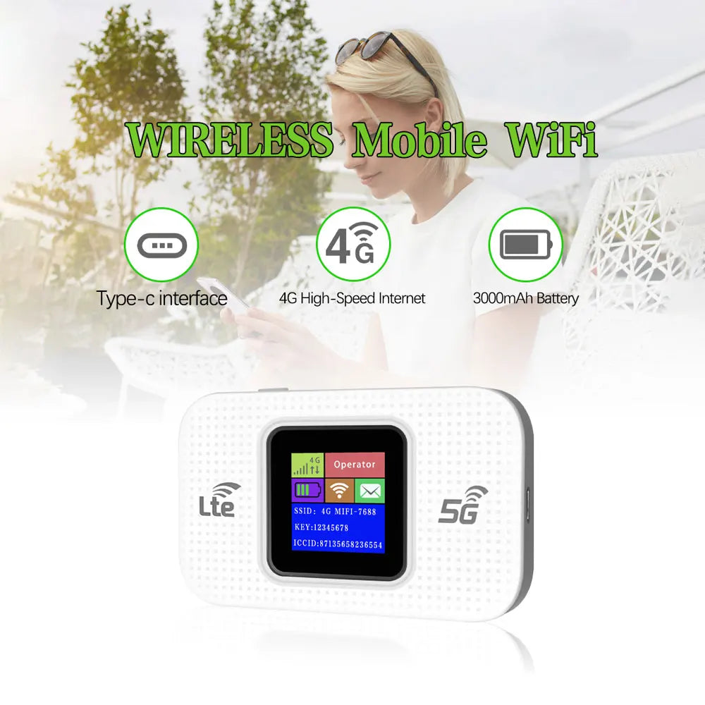 4G LTE Mobile WiFi Router 300Mbps Hotspot Modem with Color Screen