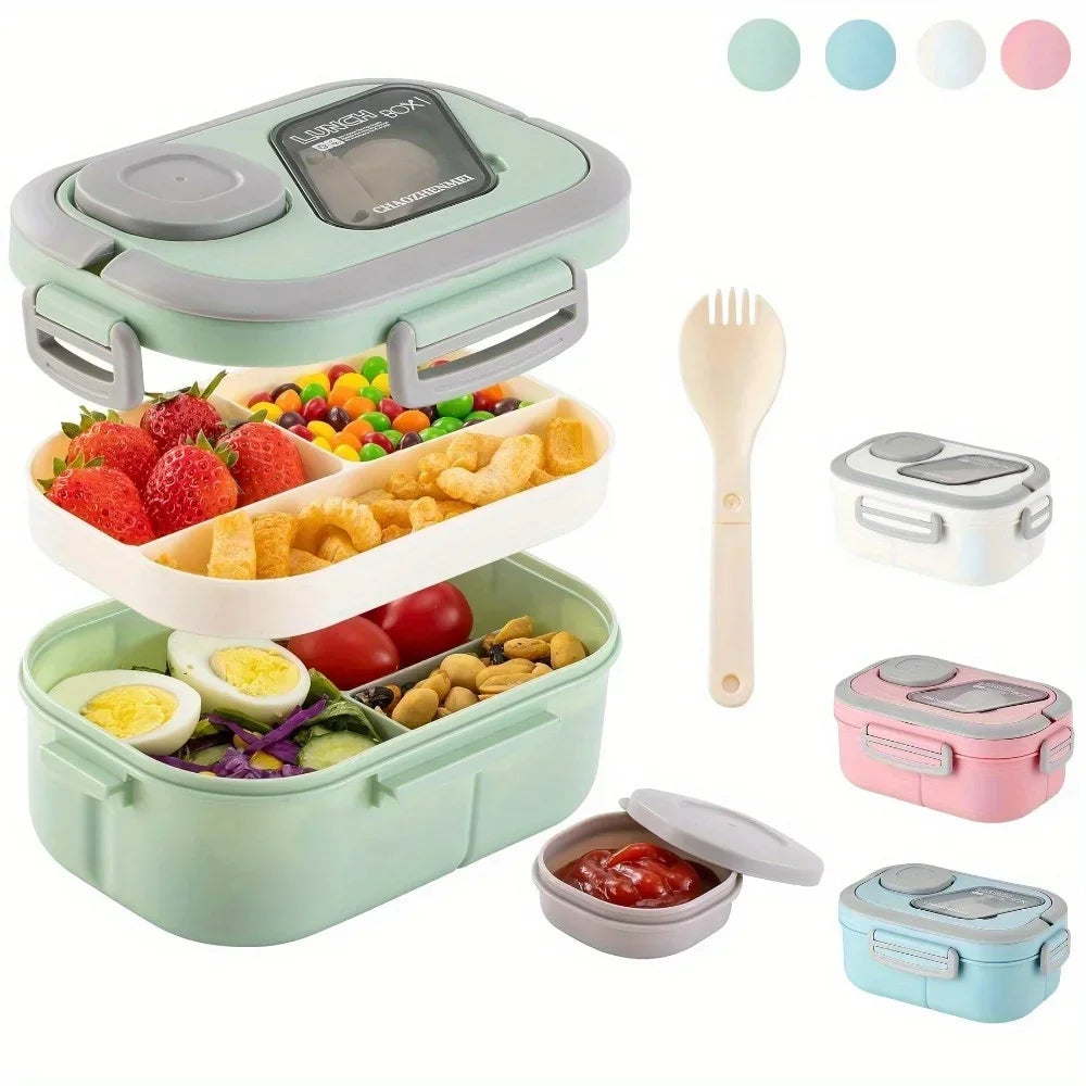 1200ml Four-Section Lunch Box with Cutlery