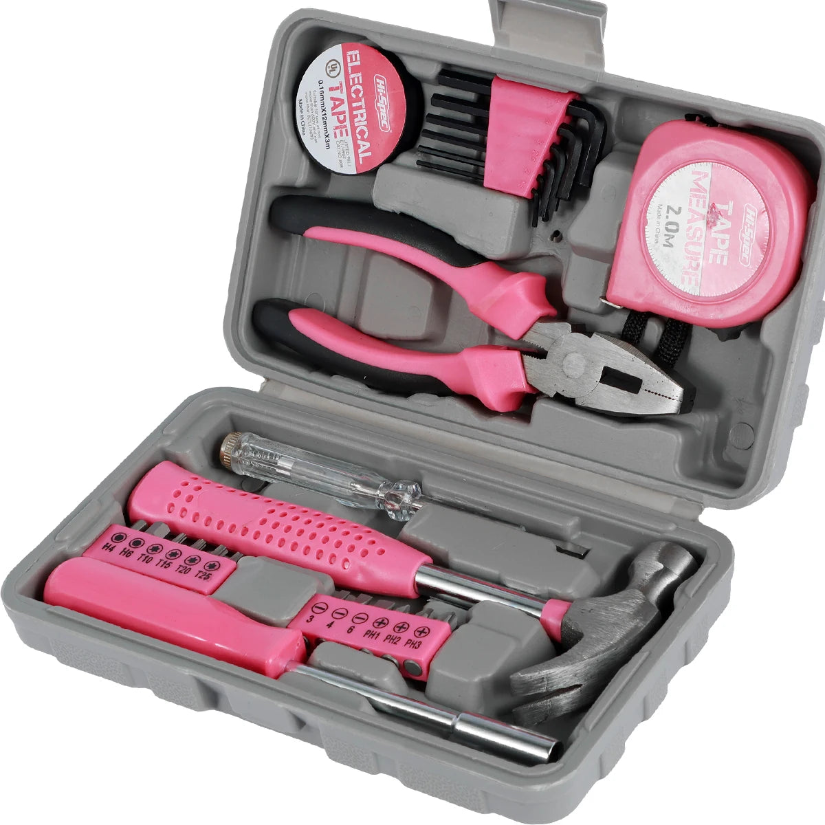 Kit di Attrezzi per Riparazioni Domestiche da 13/24 Pezzi Set Multiuso Rosa per Casa con Custodia per Ripostiglio Martello e Chiave a Brugola Resistenti